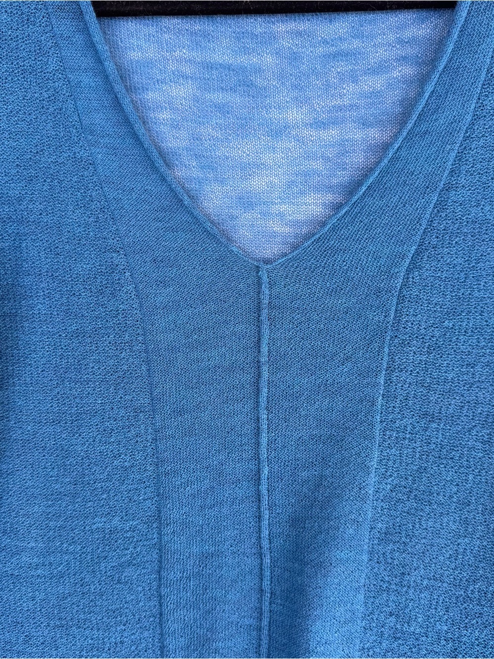 Eileen Fisher 100% Wool V-Neck Short Sleeve Sweater - Bright Blue - Picture 4 of 8